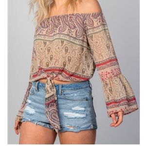 Multi Print Waist-Tie Sea Through Crop Top